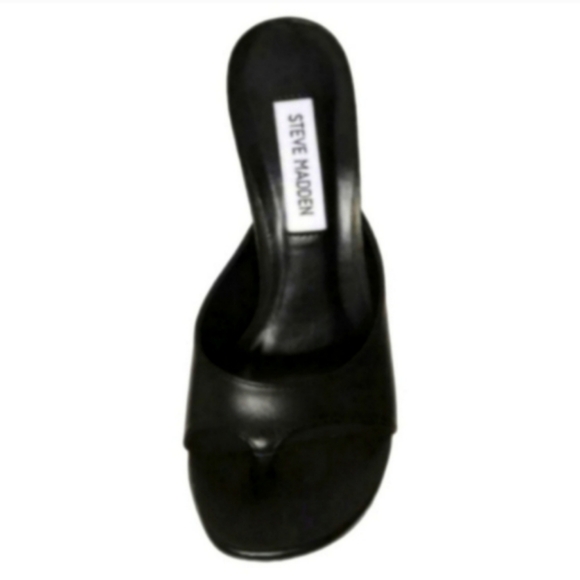 NWT Steve Madden Black Leather Slip On Stiletto Heels Size 7.5 - Picture 3 of 7